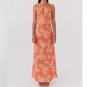 Peppermayo Exclusive Keliegh Linen Maxi Dress Tropic Sunset Small